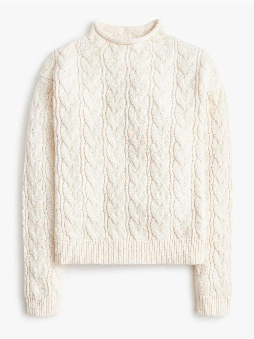 J.Crew Factory Cable Mockneck Sweater Size XS Natural